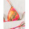 imageWomens 2 Piece Tie Dye Rhinestone Bikini Sets Halter Triangle Boho Bathing Suit Padded SwimsuitOrange