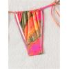 imageWomens 2 Piece Tie Dye Rhinestone Bikini Sets Halter Triangle Boho Bathing Suit Padded SwimsuitOrange