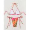 imageWomens 2 Piece Tie Dye Rhinestone Bikini Sets Halter Triangle Boho Bathing Suit Padded SwimsuitOrange