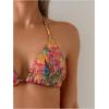 imageWomens 2 Piece Tropical High Cut Bikini Sets Tie Back Triangle Bathing Suit Boho SwimwearMulticolor