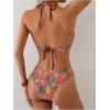 imageWomens 2 Piece Tropical High Cut Bikini Sets Tie Back Triangle Bathing Suit Boho SwimwearMulticolor