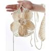 imageWomens 2 Pieces Bikini Set 3D Floral Crochet Knit Halter Bathing Suit SwimwearApricot