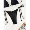 imageWomens 2 Pieces Bikini Set Bow Knot Halter Swimwear Tie Side Swimsuit BeachwearBlack