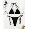 imageWomens 2 Pieces Bikini Set Bow Knot Halter Swimwear Tie Side Swimsuit BeachwearBlack
