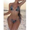 imageWomens 2 Pieces Bikini Set Graphic Halter Swimsuit Tie Side Swimwear Backless BeachwearMulticolor