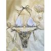 imageWomens 2 Pieces Bikini Set Graphic Halter Swimsuit Tie Side Swimwear Backless BeachwearMulticolor
