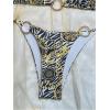 imageWomens 2 Pieces Bikini Set Graphic Halter Swimsuit Tie Side Swimwear Backless BeachwearMulticolor