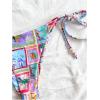 imageWomens 2 Pieces Bikini Set Graphic Halter Triangle Swimsuit Tie Side SwimwearMulticolor