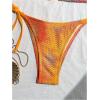 imageWomens 2 Pieces Bikini Set Tie Dye Halter Triangle Swimsuit Tie Side Swimwear BeachwearMulticolor
