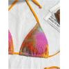 imageWomens 2 Pieces Bikini Set Tie Dye Halter Triangle Swimsuit Tie Side Swimwear BeachwearMulticolor