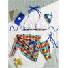 imageWomens 3 Piece Allover Print Swimsuit Halter String Bikini Sets with Mesh Cover Up SkirtMulticolor