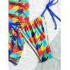 imageWomens 3 Piece Allover Print Swimsuit Halter String Bikini Sets with Mesh Cover Up SkirtMulticolor
