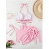 imageWomens 3 Piece Floral Crisscross String Bikini Sets Halter Padded Bathing Suit with Cover Up SkirtPink