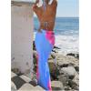 imageWomens 3 Piece Floral Swimsuit Halter Triangle String Bikini with Bodycon Beach Skirts Cover UpBlue and Pink
