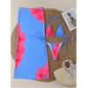 imageWomens 3 Piece Floral Swimsuit Halter Triangle String Bikini with Bodycon Beach Skirts Cover UpBlue and Pink