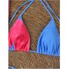 imageWomens 3 Piece Floral Swimsuit Halter Triangle String Bikini with Bodycon Beach Skirts Cover UpBlue and Pink