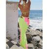imageWomens 3 Piece Floral Swimsuit Halter Triangle String Bikini with Bodycon Beach Skirts Cover UpGreen Pink