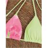 imageWomens 3 Piece Floral Swimsuit Halter Triangle String Bikini with Bodycon Beach Skirts Cover UpGreen Pink