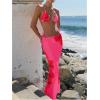 imageWomens 3 Piece Floral Swimsuit Halter Triangle String Bikini with Bodycon Beach Skirts Cover UpHot Pink