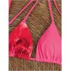 imageWomens 3 Piece Floral Swimsuit Halter Triangle String Bikini with Bodycon Beach Skirts Cover UpHot Pink