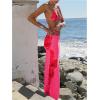 imageWomens 3 Piece Floral Swimsuit Halter Triangle String Bikini with Bodycon Beach Skirts Cover UpHot Pink