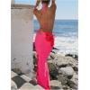 imageWomens 3 Piece Floral Swimsuit Halter Triangle String Bikini with Bodycon Beach Skirts Cover UpHot Pink