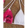 imageWomens 3 Piece Floral Swimsuit Halter Triangle String Bikini with Bodycon Beach Skirts Cover UpWhite