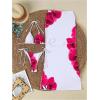 imageWomens 3 Piece Floral Swimsuit Halter Triangle String Bikini with Bodycon Beach Skirts Cover UpWhite