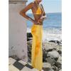 imageWomens 3 Piece Floral Swimsuit Halter Triangle String Bikini with Bodycon Beach Skirts Cover UpYellow