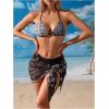 imageWomens 3 Piece Paisley Bathing Suit Halter Triangle Tropical Swimsuit with Mesh Cover Up SkirtBlack