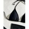 imageWomens 3 Piece Swimsuit Halter Tie Back Triangle String Bikini Set with Cover Up SkirtBlack