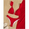 imageWomens 3 Piece Swimsuit Sets Tie Back Ruffle Bikini Triangle Bathing Suit with Split Beach SkirtsRed