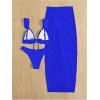 imageWomens 3 Piece Swimsuit Sets Tie Back Ruffle Bikini Triangle Bathing Suit with Split Beach SkirtsRoyal Blue