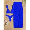 imageWomens 3 Piece Swimsuit Sets Tie Back Ruffle Bikini Triangle Bathing Suit with Split Beach SkirtsRoyal Blue