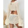 imageWomens 4 Piece Bikini Sets Sexy Cheeky Swimsuit Bathing Suit Cover Up Sheer Mesh Skirts Set Swim SuitsYellow