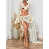 imageWomens 4 Piece Bikini Sets Sexy Cheeky Swimsuit Bathing Suit Cover Up Sheer Mesh Skirts Set Swim SuitsYellow