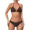 imageWomens 4 Piece Bikini Sets Sexy Cheeky Swimsuit Bathing Suit Cover Up Sheer Mesh Skirts Set Swim SuitsYellow