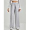imageWomens Baggy Straight Leg Sweatpants Elastic Waist Letter Track Pants Long TrousersGrey
