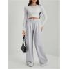 imageWomens Baggy Straight Leg Sweatpants Elastic Waist Letter Track Pants Long TrousersGrey