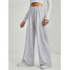 imageWomens Baggy Straight Leg Sweatpants Elastic Waist Letter Track Pants Long TrousersGrey