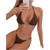 imageWomens Bikini Sets 2 Piece Pearl Triangle Tie Back Swim Suits Sexy Sleeveless Bathing Suit Coffee Brown Medium