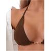 imageWomens Bikini Sets 2 Piece Pearl Triangle Tie Back Swim Suits Sexy Sleeveless Bathing Suit Coffee Brown Medium