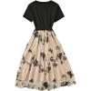 imageWomens Butterfly Mesh Bow Knot A Line Dress Short Sleeve Crewneck Summer Pleated Midi DressesBlack