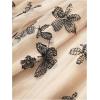 imageWomens Butterfly Mesh Bow Knot A Line Dress Short Sleeve Crewneck Summer Pleated Midi DressesBlack