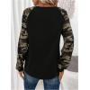 imageWomens Camo Print Long Sleeve Tee Tops Casual Crewneck Tees Shirts Casual Fall T ShirtBlack