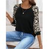 imageWomens Camo Print Long Sleeve Tee Tops Casual Crewneck Tees Shirts Casual Fall T ShirtBlack Brown