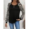imageWomens Camo Print Long Sleeve Tee Tops Casual Crewneck Tees Shirts Casual Fall T ShirtBlack Brown