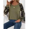 imageWomens Camo Print Long Sleeve Tee Tops Casual Crewneck Tees Shirts Casual Fall T ShirtGreen