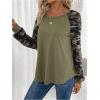 imageWomens Camo Print Long Sleeve Tee Tops Casual Crewneck Tees Shirts Casual Fall T ShirtGreen