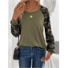 imageWomens Camo Print Long Sleeve Tee Tops Casual Crewneck Tees Shirts Casual Fall T ShirtGreen